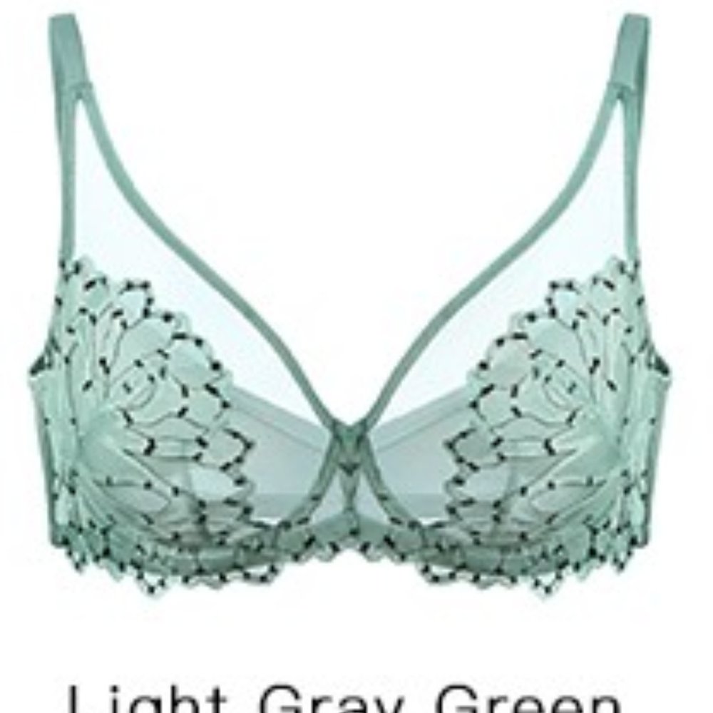 HSIA Minimizer Underwire 36DD Bra Full Coverage Lace Compression Unlined - Grey